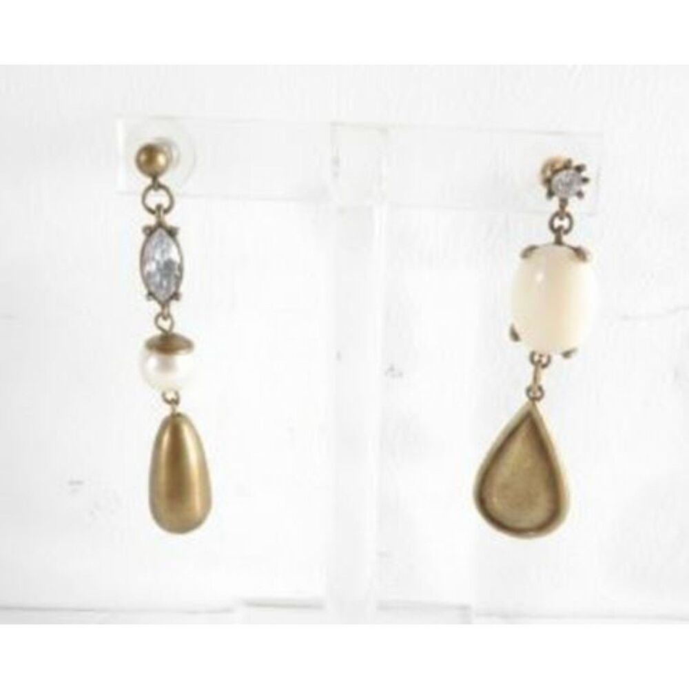 Gerard Yosca Gold Swarovski Crystal Pearl Drop Earrings NWOT 175 VINTAGE - Picture 6 of 6